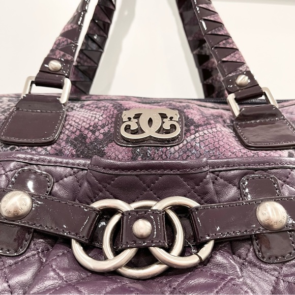 SHARIF 1827 Purple Leather Snake Print Shoulder Bag With Dust Bag NWOT - Picture 2 of 12